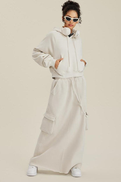 Fleece Pigment Dyed Crop Hoodie