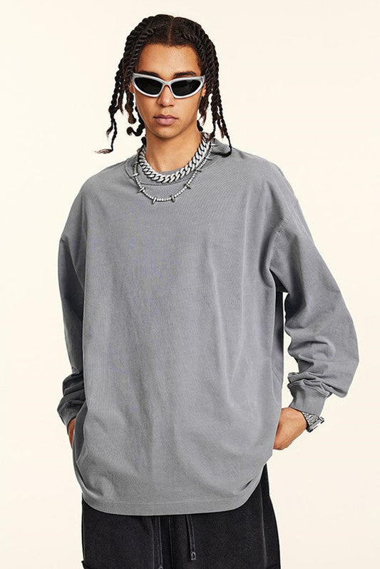 100% Cotton 250GSM Pigment Dyed Long Sleeve Crew