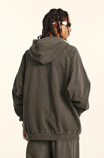 410GSM Stripe Side Pigment Dyed Hoodie
