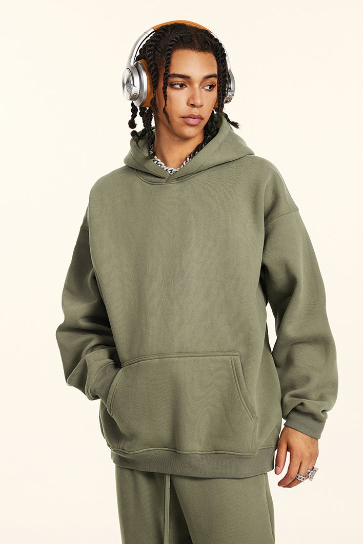 345GSM Fleece Solid Oversized Hoodie