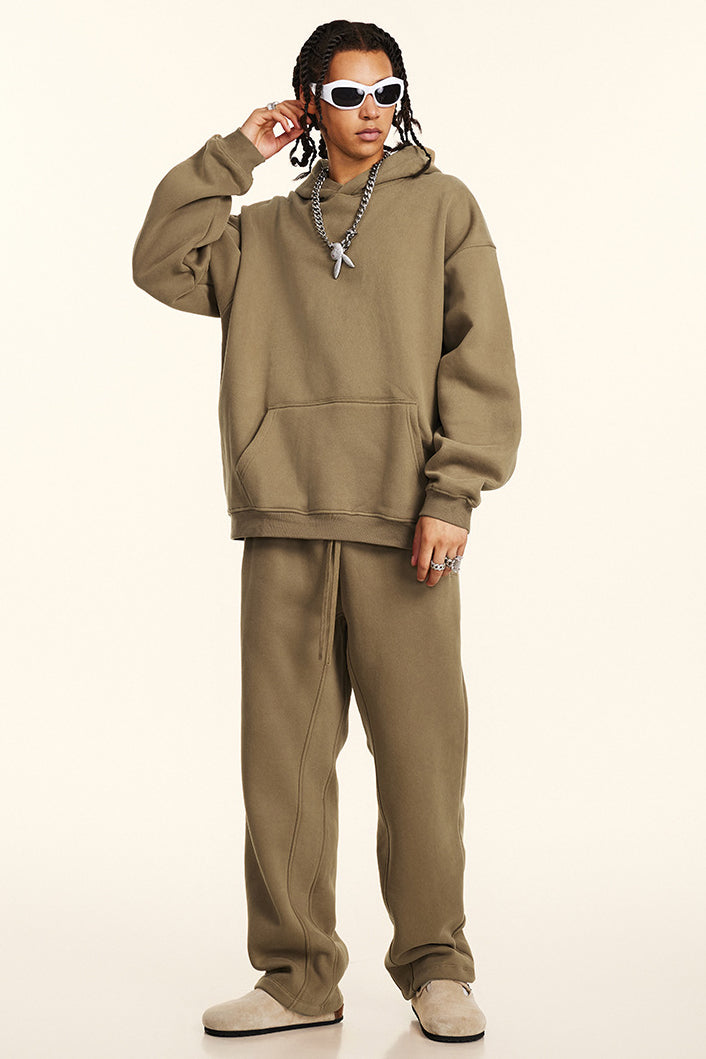 345GSM Fleece Solid Oversized Hoodie