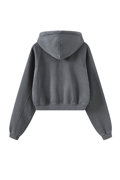 Fleece Pigment Dyed Crop Hoodie