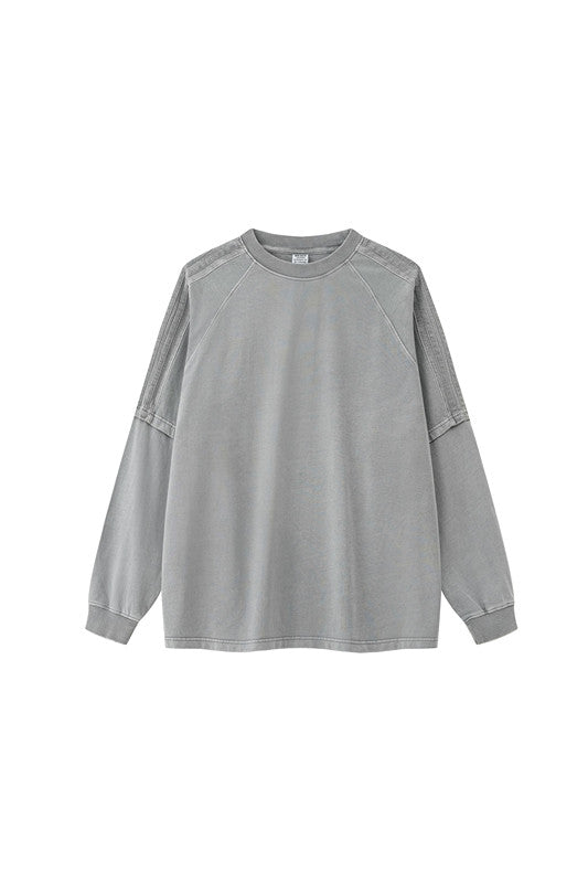 260GSM Stripe Side Pigment dyed Long Sleeve Crew