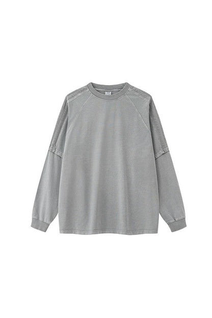 260GSM Stripe Side Pigment dyed Long Sleeve Crew