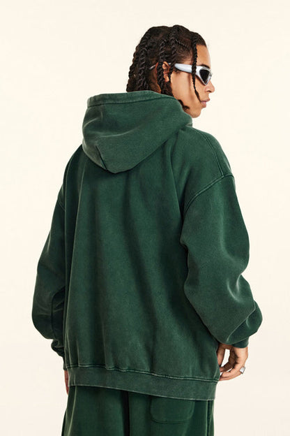 332GSM Pigment Dyed Washed Fleece Hoodie
