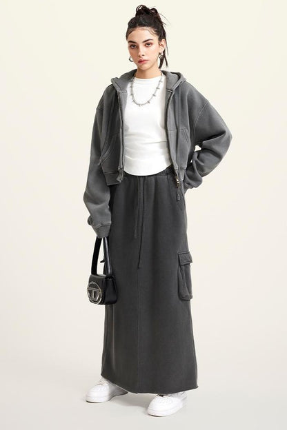 Washed Fleece Zipper Jacket