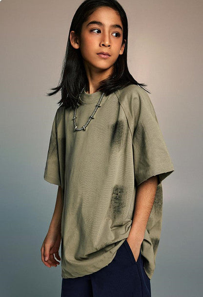 Kids 305GSM Brush Dyed Distressed Tee