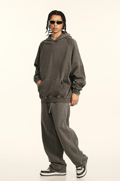 410GSM Stripe Side Pigment Dyed Hoodie