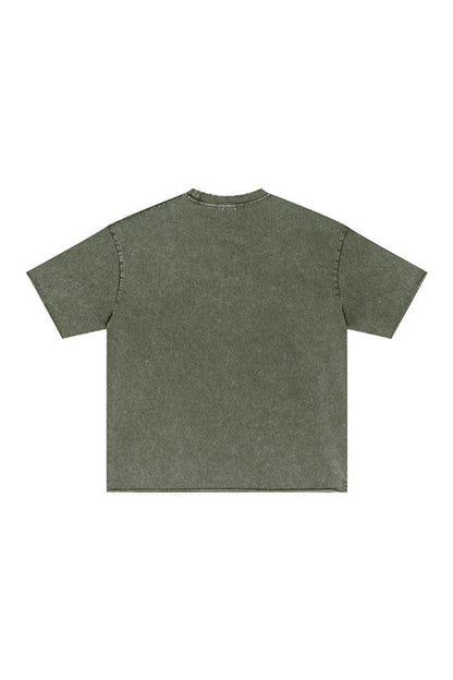 285GSM Distressed Fried Snowflakes Washed Tee