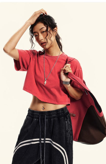 230GSM Stone Washed Crop Tee