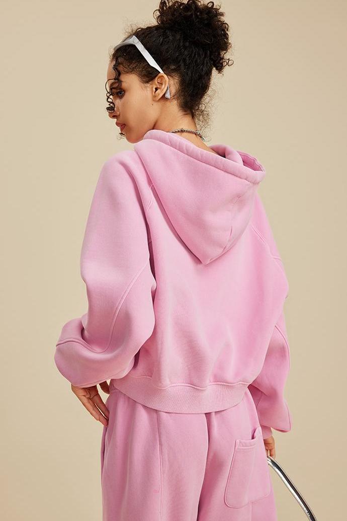 Fleece Pigment Dyed Crop Hoodie