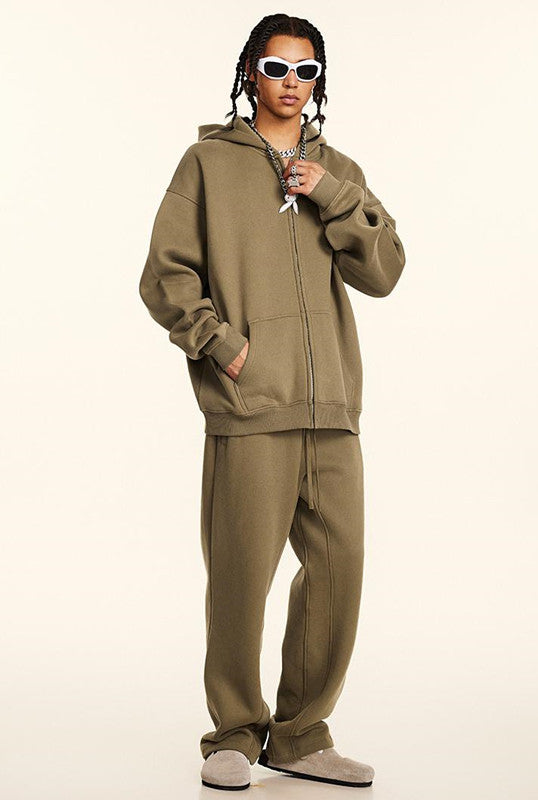 345GSM Fleece Solid Color Zipper Jacket