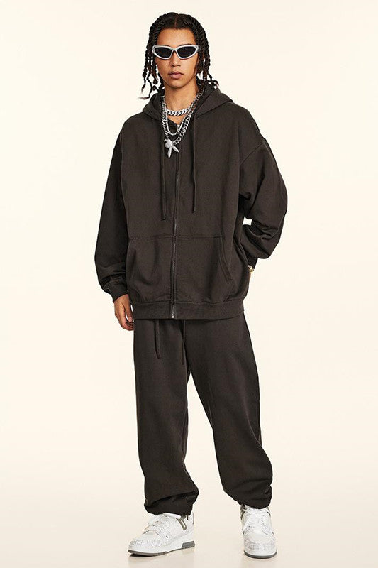 440GSM High Weight Solid Color Zipper Hoodie