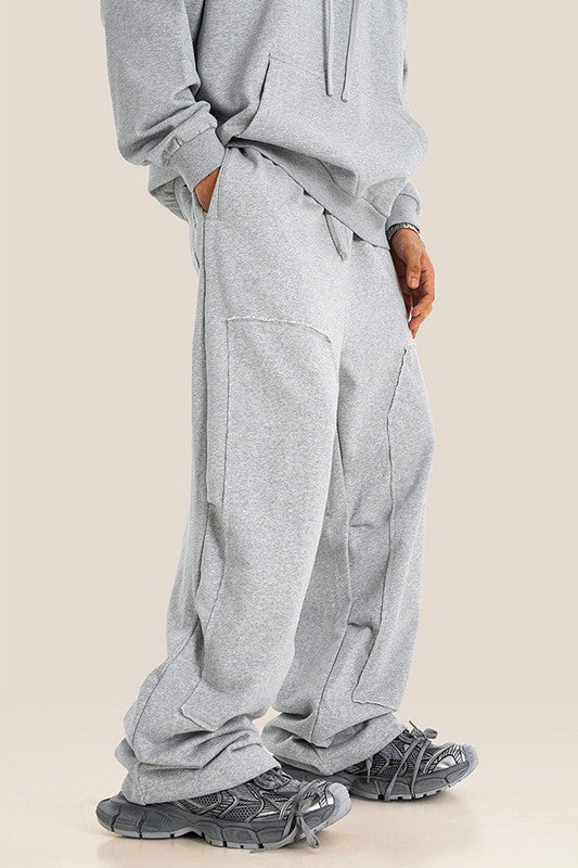 332GSM Patchwork Wash Out Fleece Sweatpants