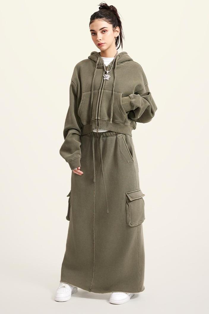 Washed Fleece Zipper Jacket