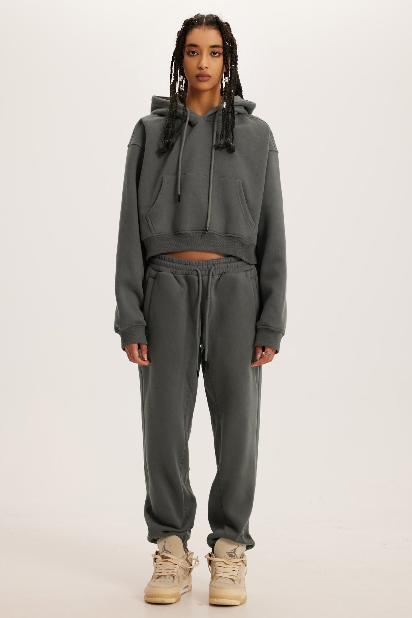 Basic Fleece Crop Hoodie