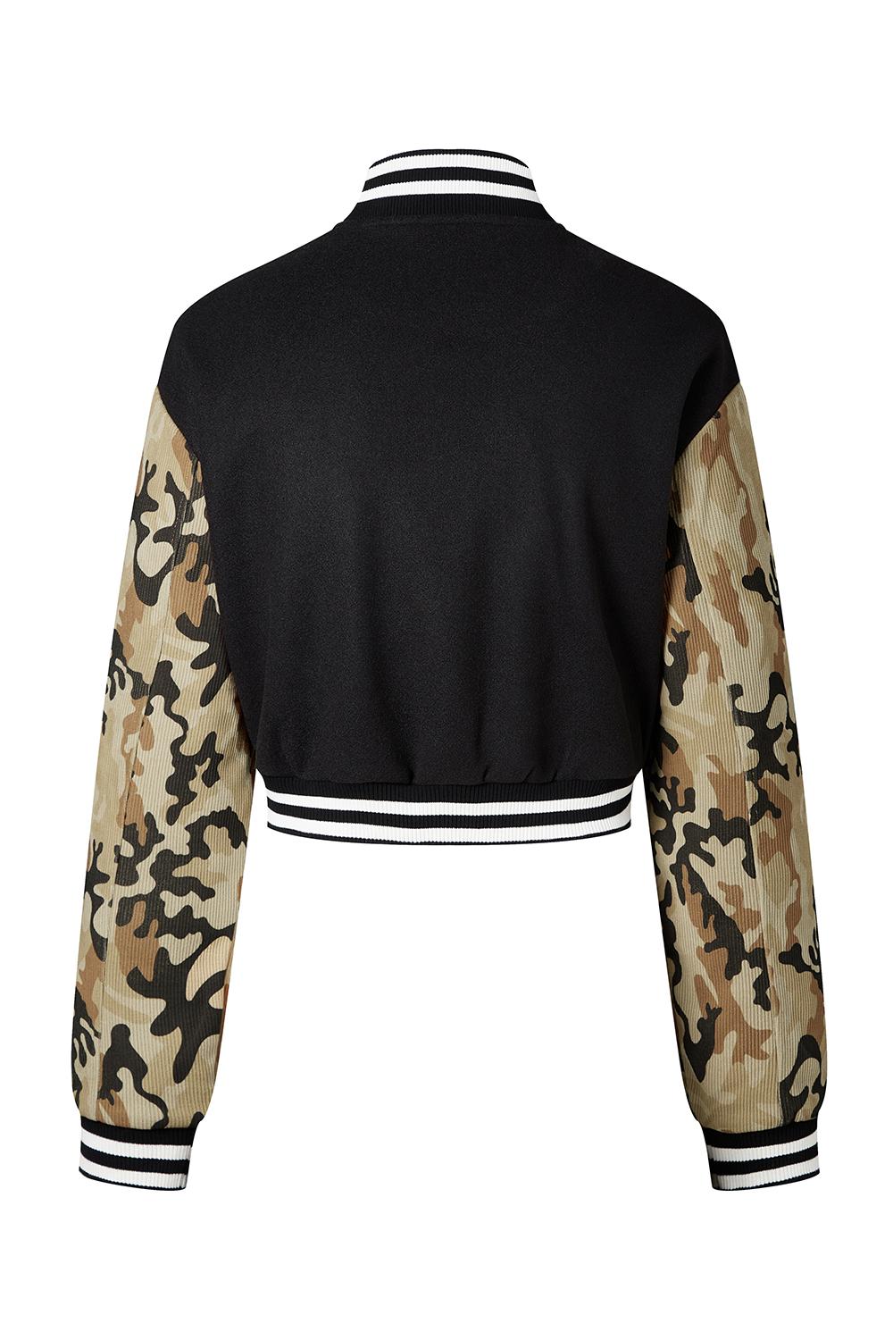 Camo Sleeve Baseball Jacket