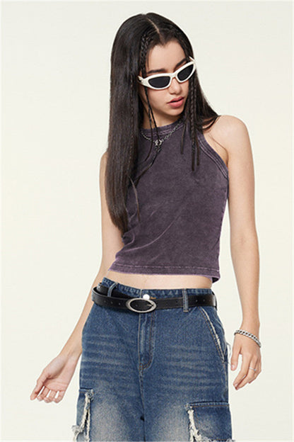 235GSM Washed Out Crop Vest