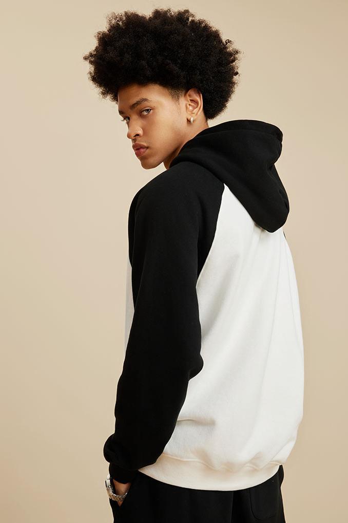 Contrast Sleeve Fleece Hoodie