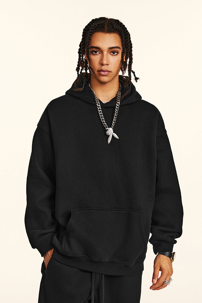 345GSM Fleece Solid Oversized Hoodie