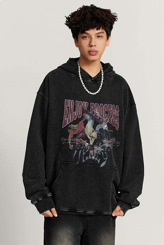 420GSM Digital Printed Wash Out Oversized Hoodie