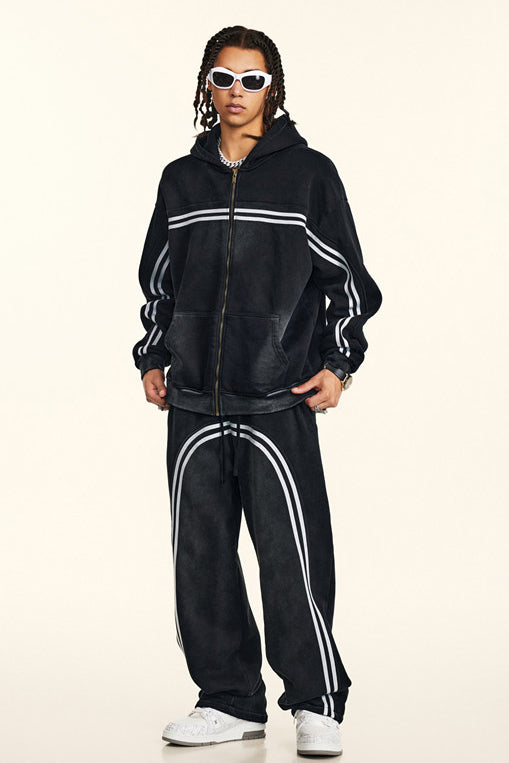 332GSM Stripe Designed Fleece Zipper Jacket