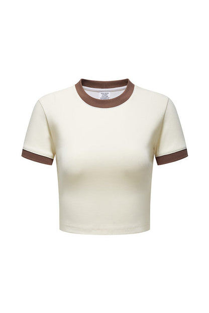 220GSM Color Contrast Crop Tee