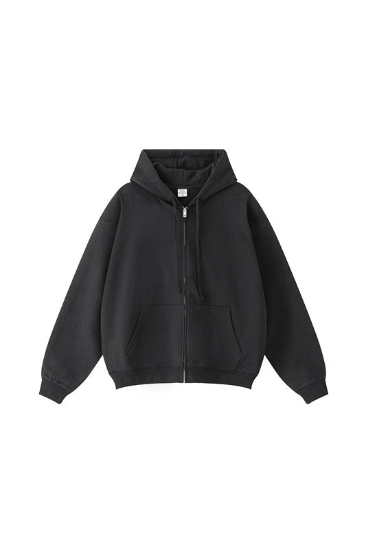 440GSM High Weight Solid Color Zipper Hoodie
