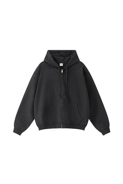 440GSM High Weight Solid Color Zipper Hoodie