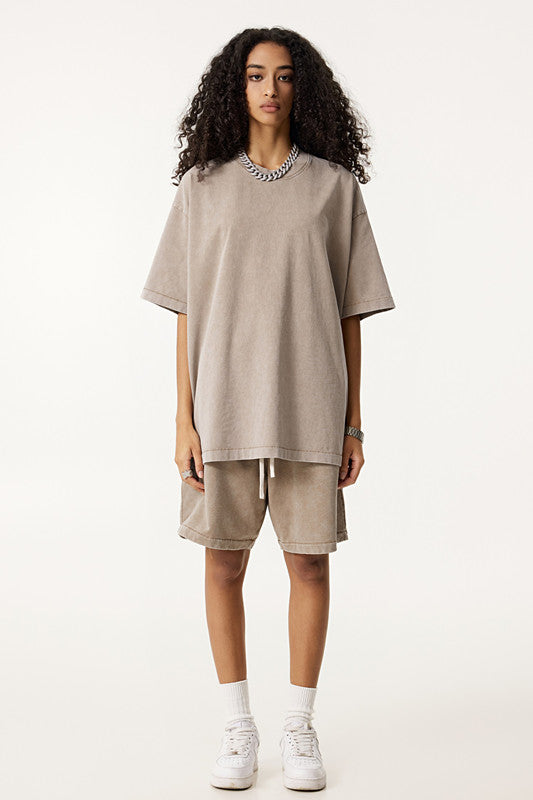 285GSM Pigment Dyed Washed Tee