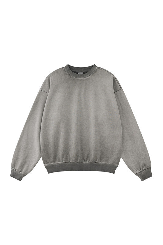 100% Cotton 380GSM Gradient Washed Long Sleeve Crew