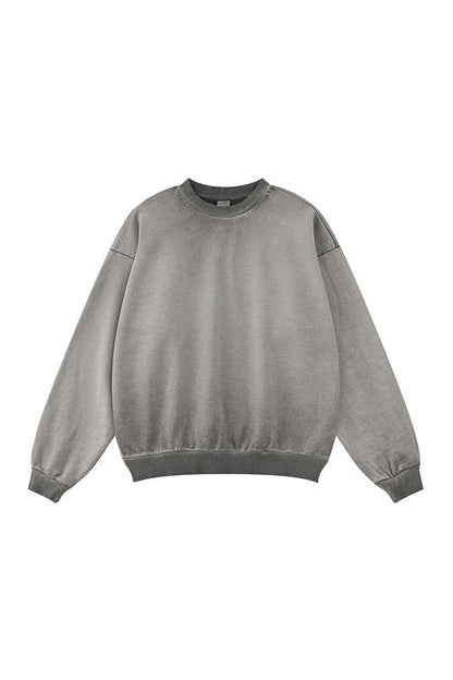100% Cotton 380GSM Gradient Washed Long Sleeve Crew