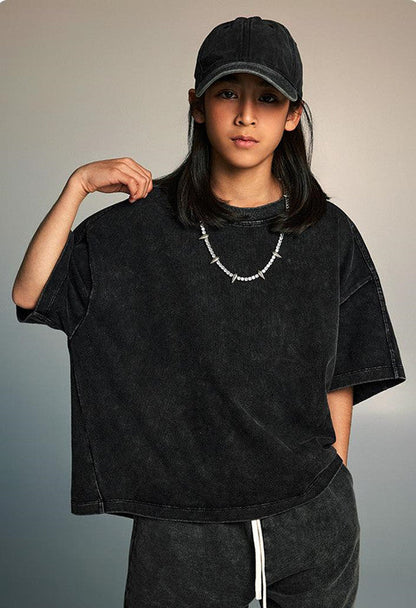 Kids 250G Side Stripe Washed Tee
