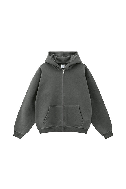 345GSM Fleece Solid Color Zipper Jacket