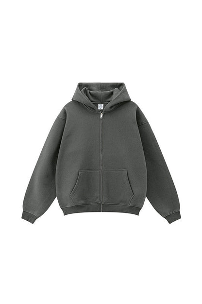 345GSM Fleece Solid Color Zipper Jacket