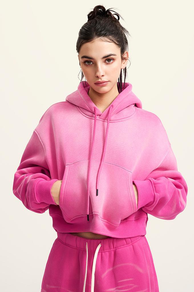 Washed Gradient Fleece Hoodie