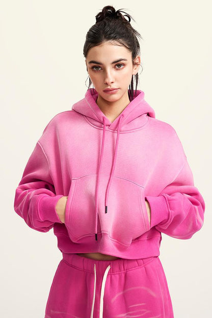 Washed Gradient Fleece Hoodie