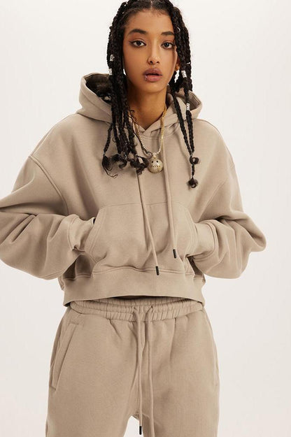 Basic Fleece Crop Hoodie