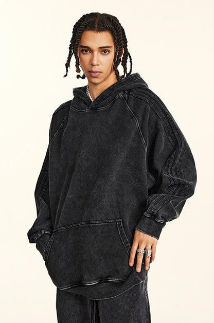 410GSM Stripe Side Pigment Dyed Hoodie