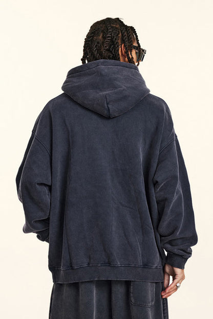 332GSM Pigment Dyed Washed Fleece Hoodie