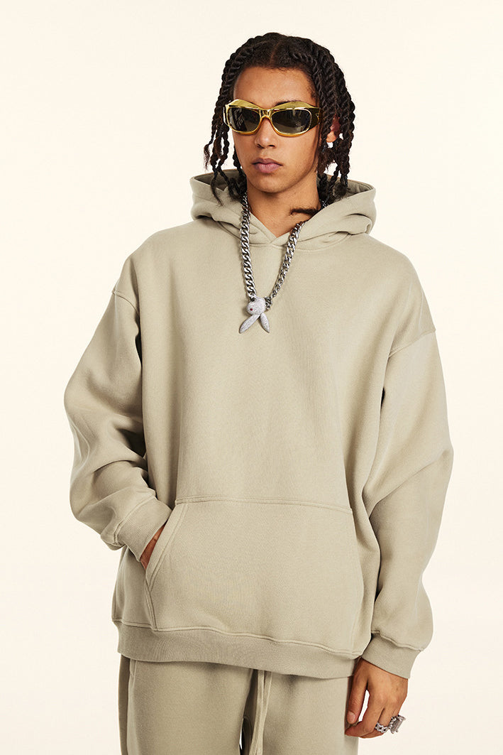 345GSM Fleece Solid Oversized Hoodie