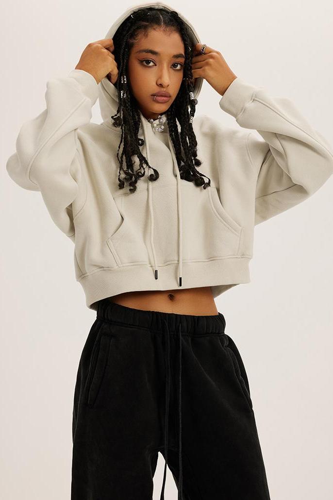 Basic Fleece Crop Hoodie