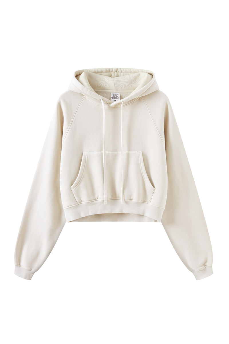 Fleece Pigment Dyed Crop Hoodie