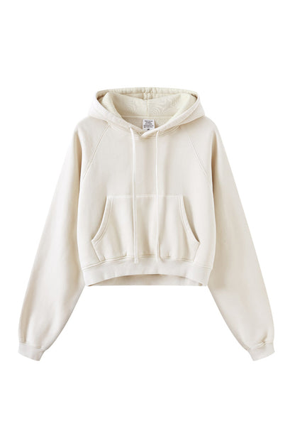 Fleece Pigment Dyed Crop Hoodie