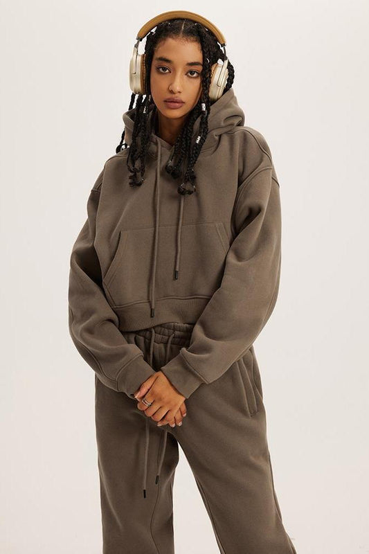 Basic Fleece Crop Hoodie