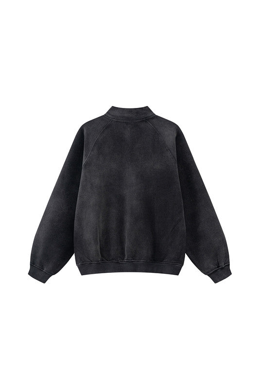 332GSM Spray Washed Raglan Sleeve 1/4 Zip Sweatshirt