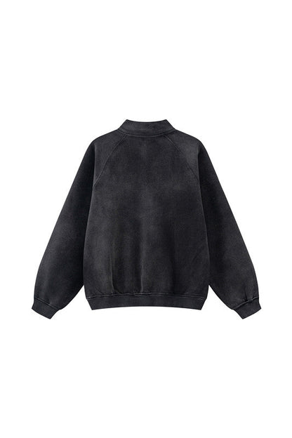 332GSM Spray Washed Raglan Sleeve 1/4 Zip Sweatshirt