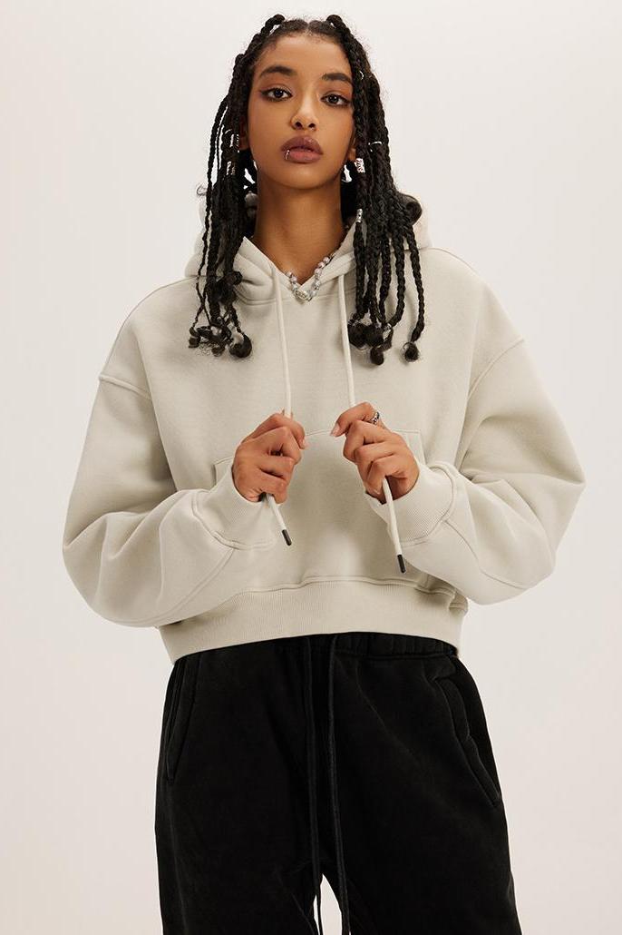 Basic Fleece Crop Hoodie