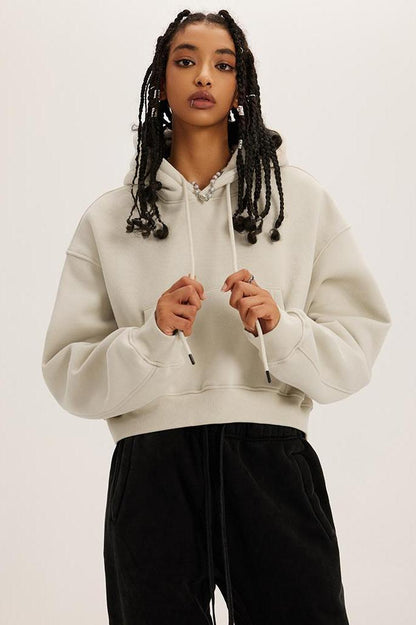 Basic Fleece Crop Hoodie