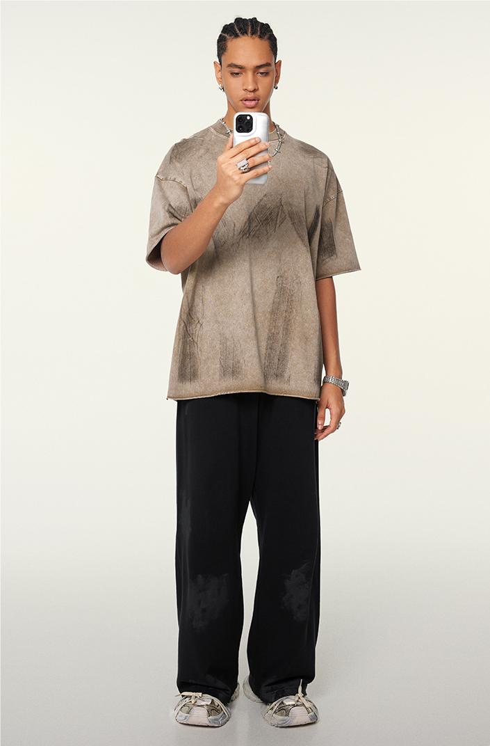 310GSM Brush Dyed Washed?Tee